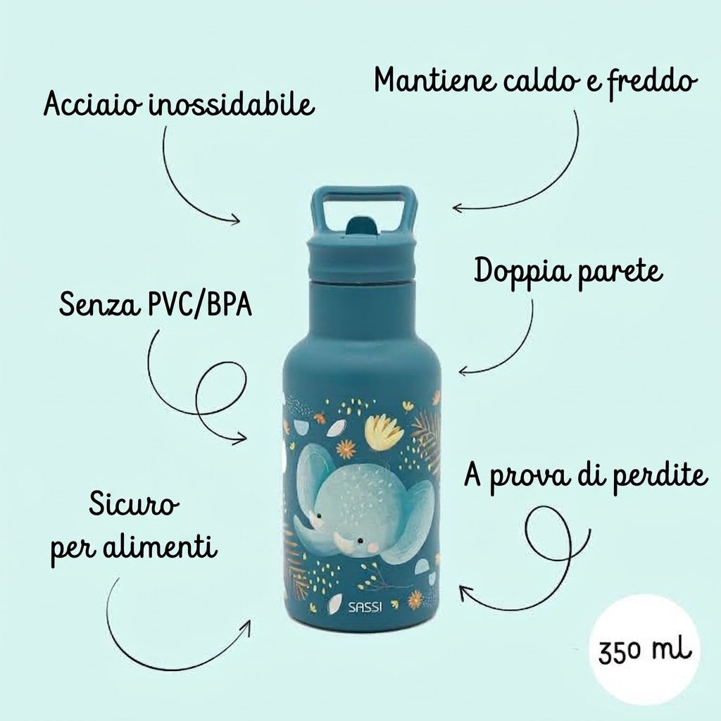 Borraccia termica in acciaio inox da 350 ml - Elefante Chewy