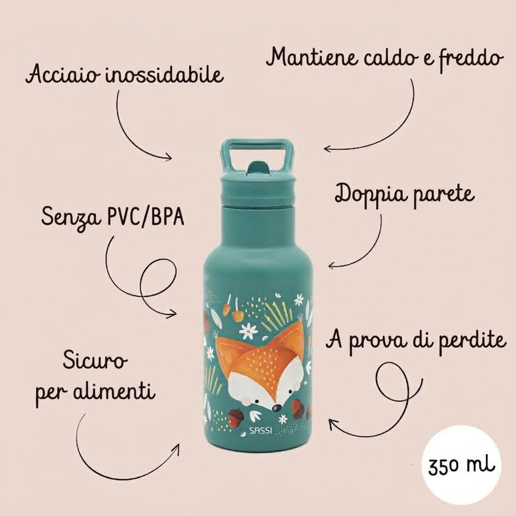 Borraccia termica in acciaio inox da 350 ml - Volpe Crunchy