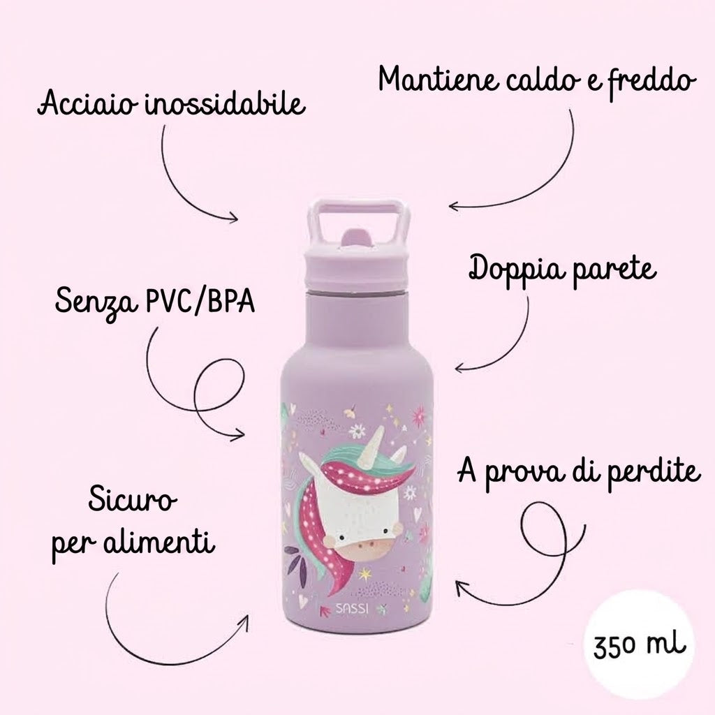 BORRACCIA TERMICA 350 ML Sparkly l’Unicorno