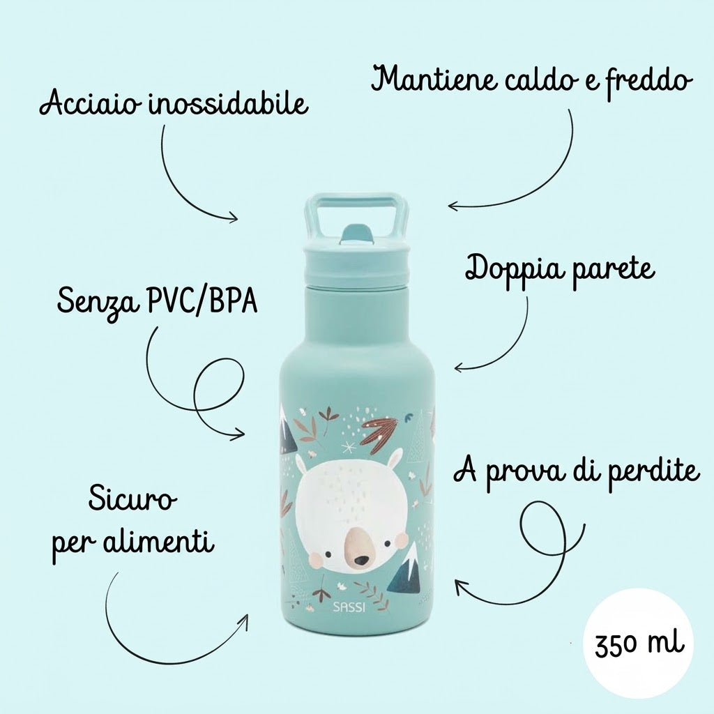 Borraccia termica in acciaio inox da 350 ml - Orso Munchy